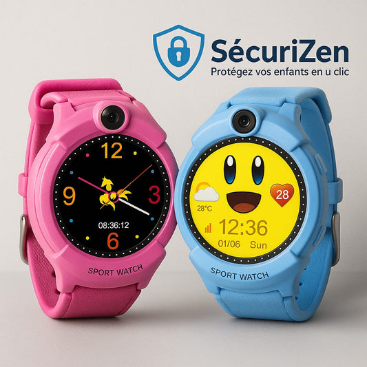 Montre GPS Enfant Q360 personnalisable avec Appel SOS, Caméra & Application – Sécurité SecuriZen