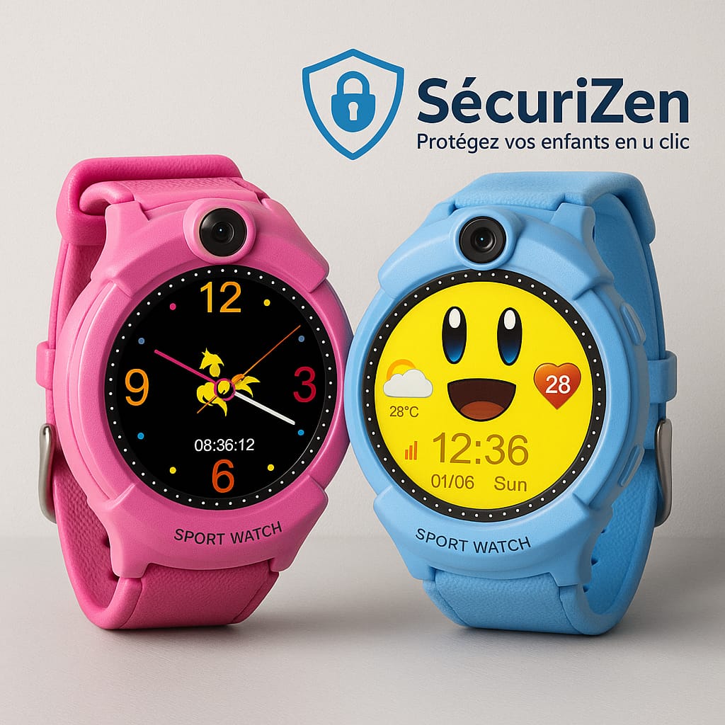 Montre GPS Enfant Q360 personnalisable avec Appel SOS, Caméra & Application – Sécurité SecuriZen